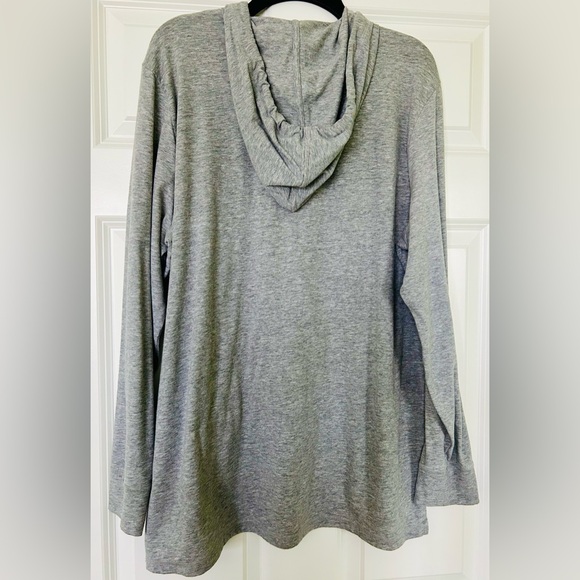 Michael Kors Heather Gray Pullover Hooded Long Sleeve Tunic with Front Pocket - Picture 3 of 8